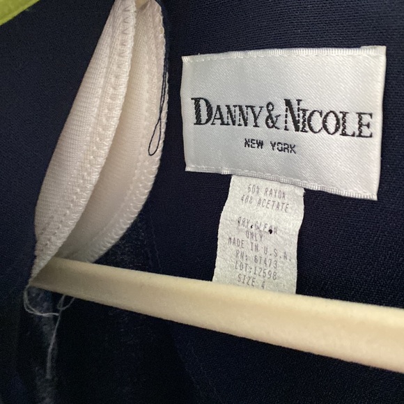 Vintage Danny & Nicole New York Navy w/ Lime Green Dress Petite 4 - Picture 3 of 7